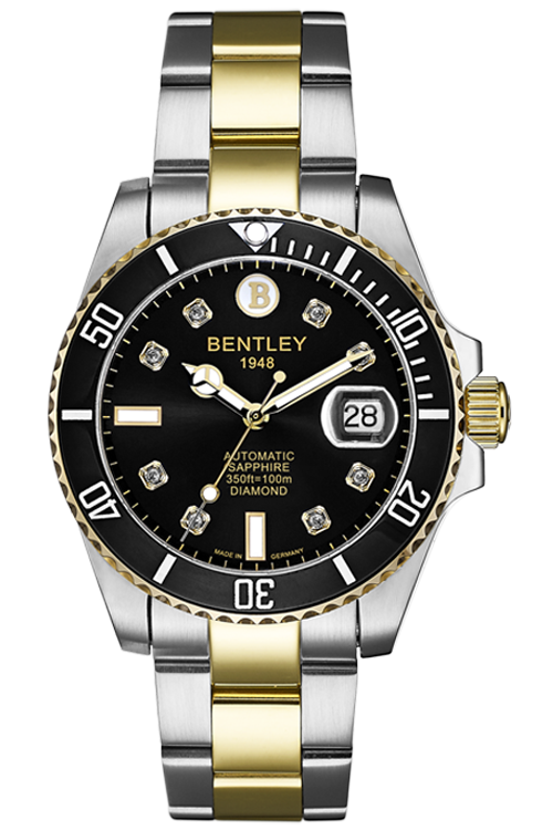 Aqua Master – Gold Two-Tone Black Sapphire Dial MENS WATCH