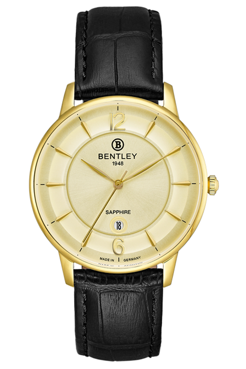 Ethereal Charm – Gold Gold Dial Leather MENS WATCH