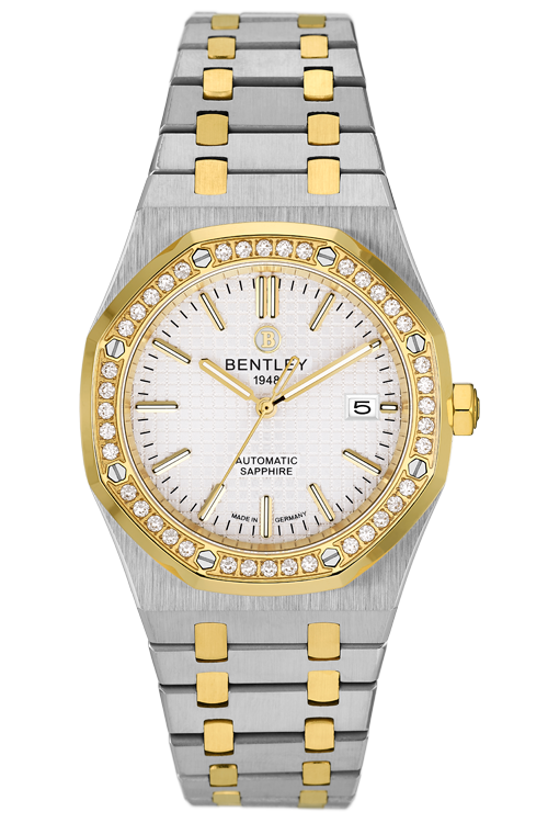 Masterful Style – Gold Two-Tone White Sapphire NH35 MENS WATCH