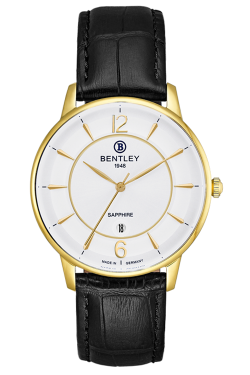 Ethereal Charm – Gold Silver Dial Leather MENS WATCH