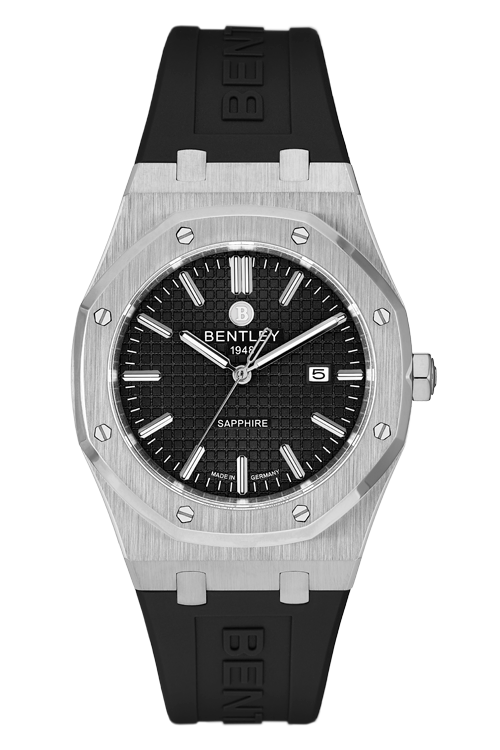 Masterful Style – SS Black Dial on Rubber MENS WATCH