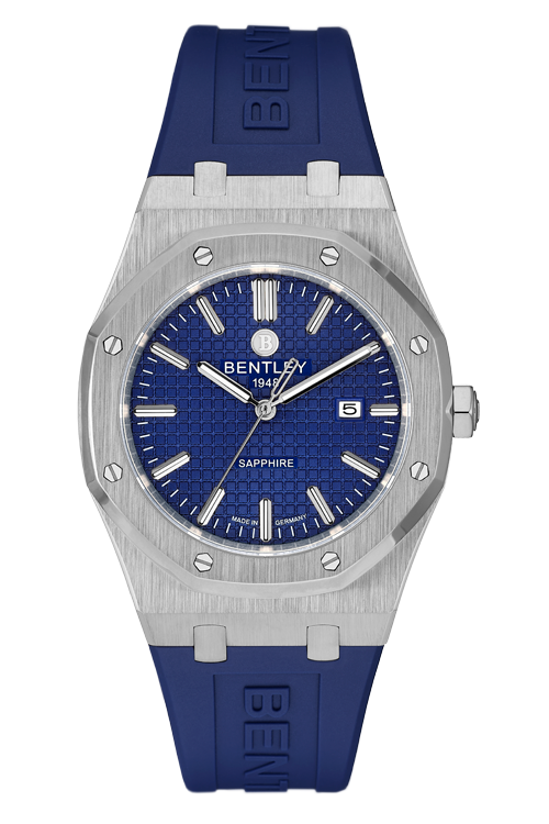 Masterful Style – SS Blue Dial on Rubber MENS WATCH