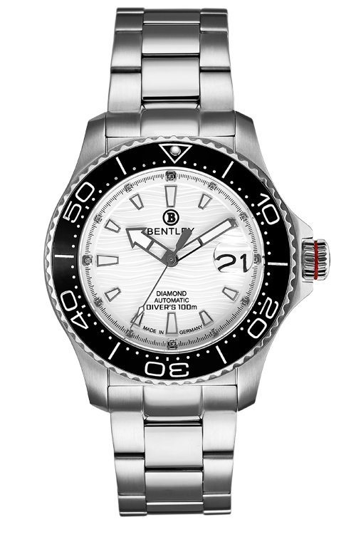 Ocean Conqueror – All-SS White Dial w/ Diamonds MENS WATCH