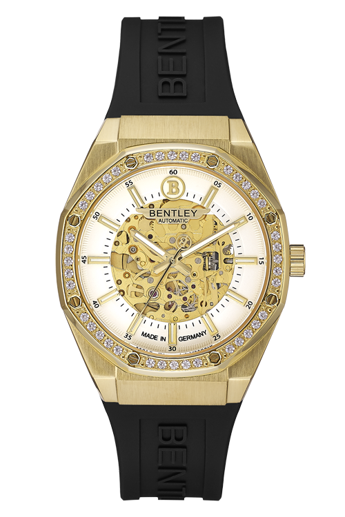 Time Master – Gold White Dial Rubber MENS WATCH