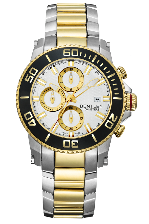 Sea Captain – Gold/Black Two-Tone Silver Dial MENS WATCH